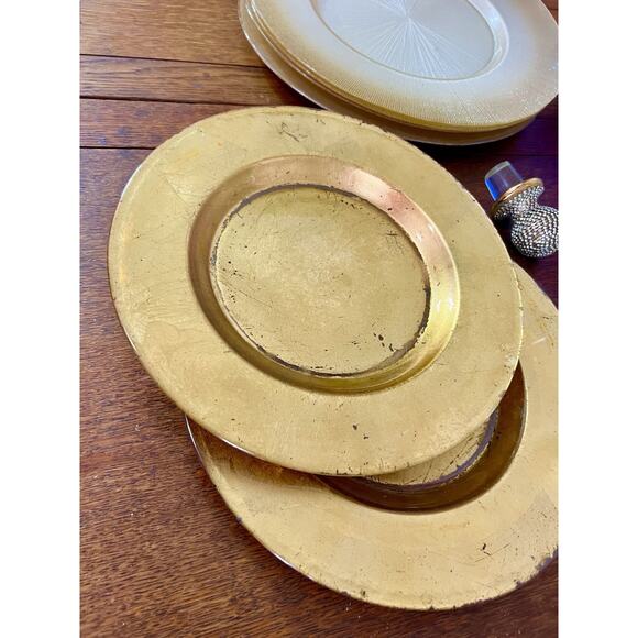 Z Gallerie Paramount Collection Chargers in Gold - Set of 2 - Picture 3 of 9